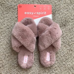 Easy Spirit Women’s Pink Faux Fur Memory Foam Slipper Shoes Size M (6.5-7.5)